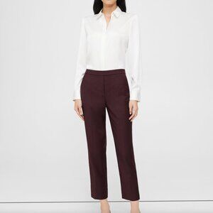 THEORY - Treeca Pull-On Pant in Sleek Flannel / Wool - Size 12 - Merlot - NWT
